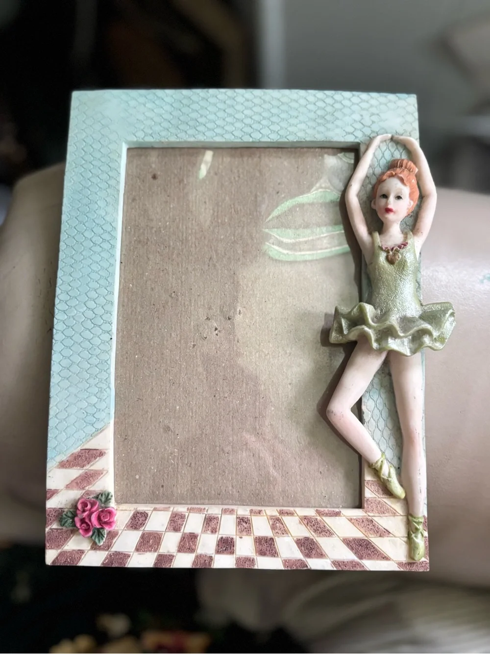 Vintage Ballerina Resin Photo Frame 5x7 Freestanding Portrait Rear Loading